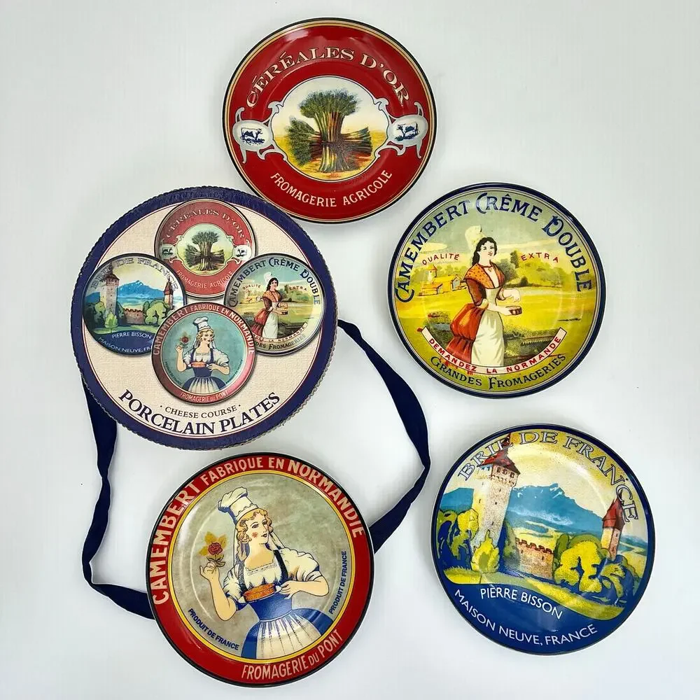 Pier 1 Imports French Cheese Plates Set of 4 Porcelain Appetizer 6.5
